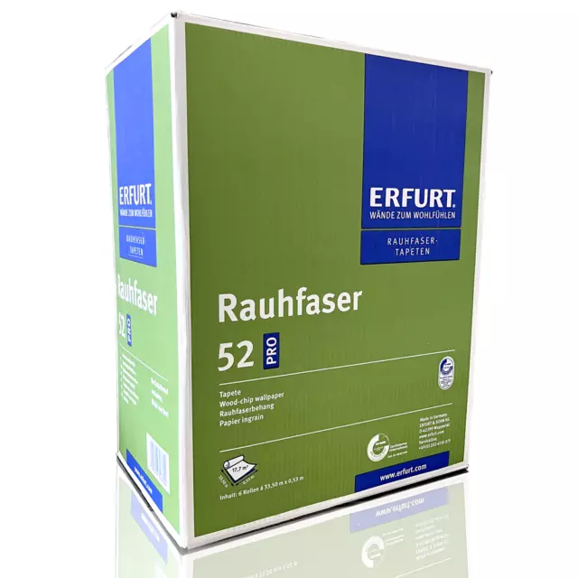 EUR 0,87/qm / 6 Rollen Erfurt Rauhfaser 52 Pro Malerqualität(pro Rolle 33,5 lfm)