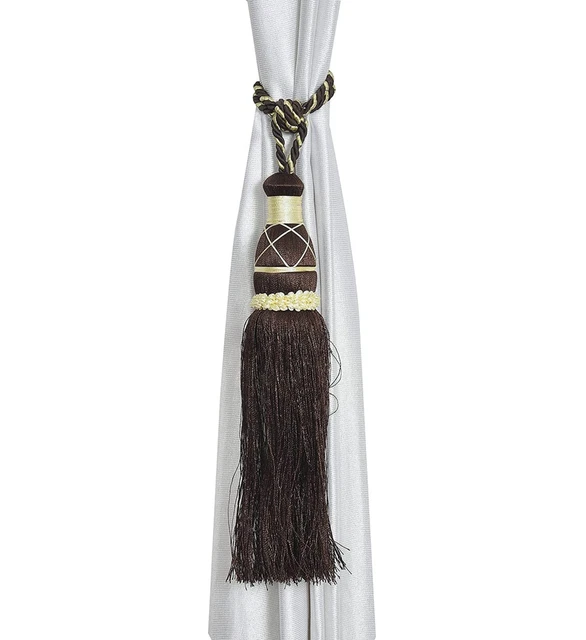 Beautiful Polyester Tassel Rope Curtain Tieback color Brown Lace set of 2 Pcs 4