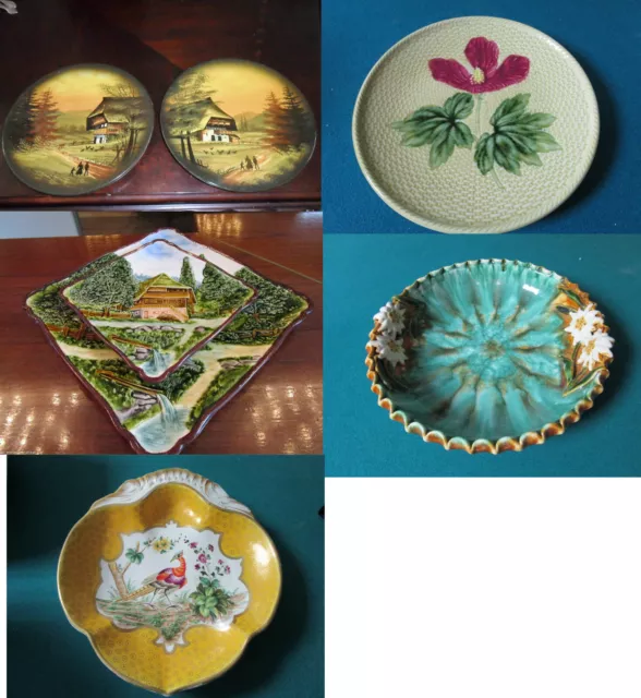 ANTIQUE GERMAN AUSTRIA MAJOLICA MAJOLIKA ZIESEL GRAZ ZELL CICO plates PICK1