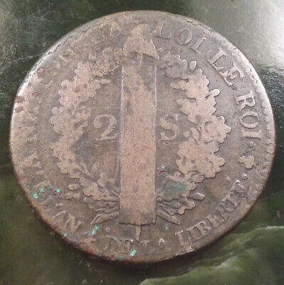 Monnaie royale 2 SOLS dit au faisceau type François 1792 METZ 