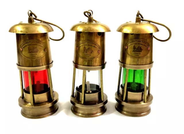 3 Stück nautische Messing Minor Lampe~antike Schiff Laterne~Maritime Boot Licht