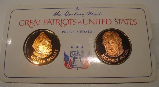 Danbury Mint ~ William Halsey, Zachary Taylor ~Proof Cameo Bronze Medals