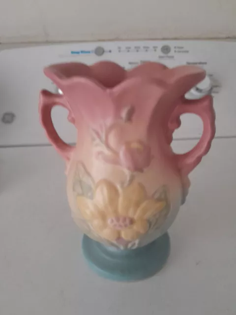 VTG 1940s Hull Art Pottery Matte Pink Blue Magnolia Line 11-6 1/4 Vase USA As-Is