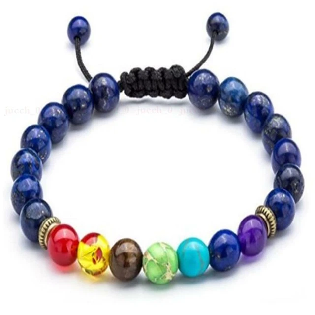 8mm Lapis lazuli 7 Chakra Gemstone Mala Bracelet Chakas Healing energy Stretchy