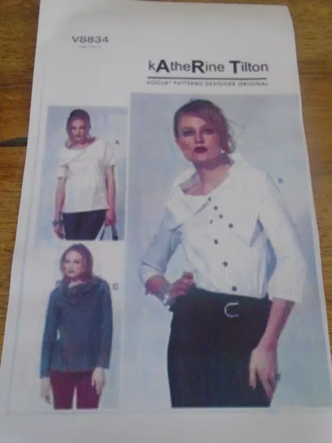 8834 PATRON"VOGUE  3 CREATIONS tunique blouse asymetrique     38 AU 46