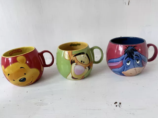 Eeyore Pooh Tigger Piglet Barrel Mugs Set Of 3 Disney Winnie the Pooh Gift