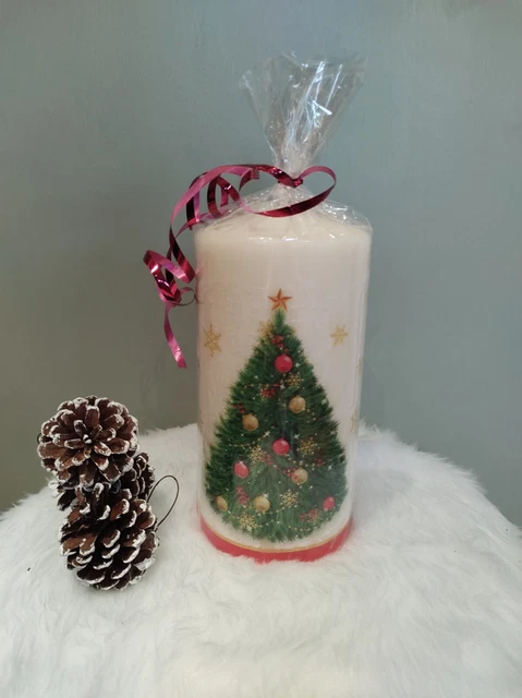 Christmas Candle - Decoupaged Christmas Tree
