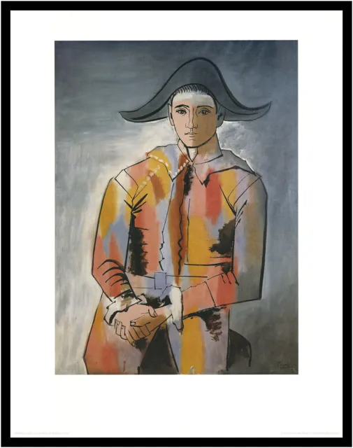 Pablo Picasso Poster Kunstdruck im Rahmen Arlequin les Mains Croisees 90x70cm