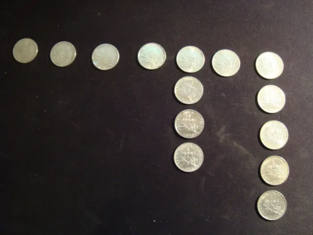 France 14 pièces de 1 Franc en Argent type Semeuse