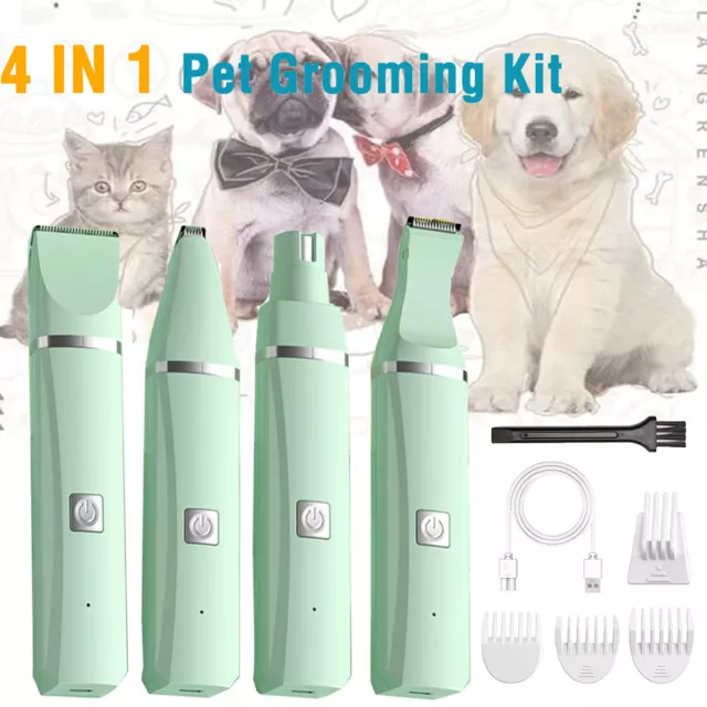 4 in 1 Cordless Electric Pet Dog Cats Grooming Clippers Low Noise Shaver Trimmer