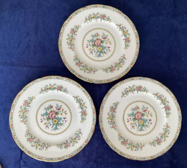 3 Coalport Ming Rose 10.75" Scalloped Dinner Plates