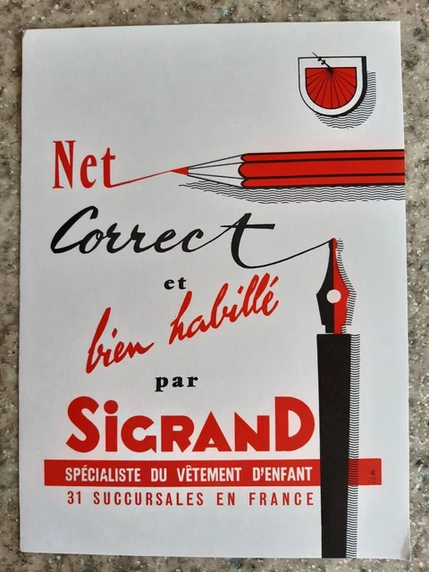 BUVARD publicitaire - "  SIGRAND " - spécialiste vêtement enfant -