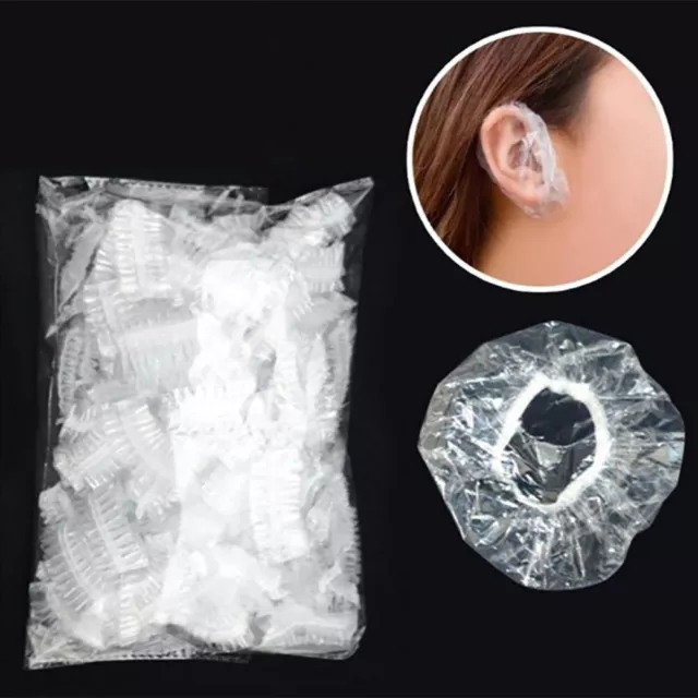 100pcs Clear Earmuffs Shower Waterproof Hair Coloring Ear Protector Cover Caps