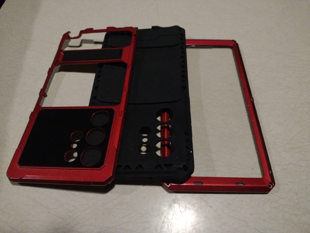 Lunivop Metal Cell Phone Case, Samsung S23 Ultra, Red, Military Grade Quality,