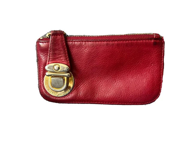 Marc Jacobs Collection Leather Red Buckle Coin Purse Key Chain Card Holder