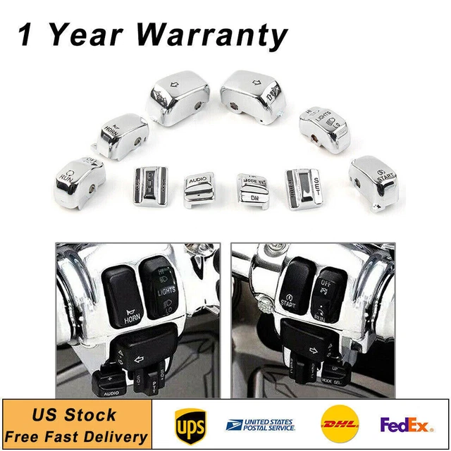 For Harley Touring 96-13  Hand Control Switch Cover Housing Button Cap Chrome