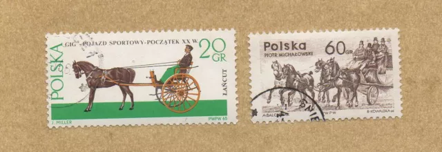 Briefmarken: Polen 1965 Kutschen,Mi. 20Gr.1644, 60Gr.1621,gestemp..Zust.s.Scan