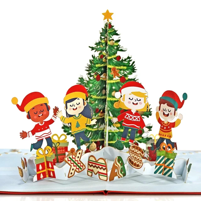Biglietto Di Natale Pop-up 3D Con Presepe - Merry Christmas Formato 11x17 Cm Blu E 678106