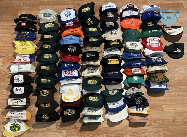 VINTAGE 80'S 90'S Lot Of 84 Trucker & Snapback Hats Travel Humor ...