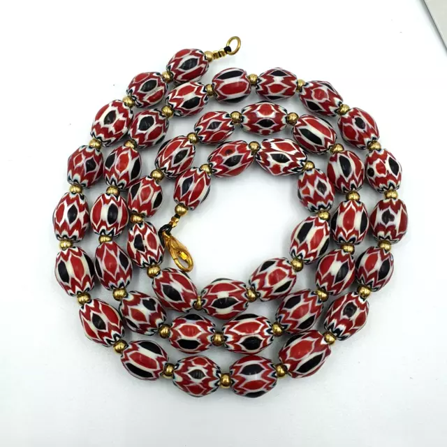 AA Vintage Venetian Trade Style beads Old Red Chevron Beads Strand