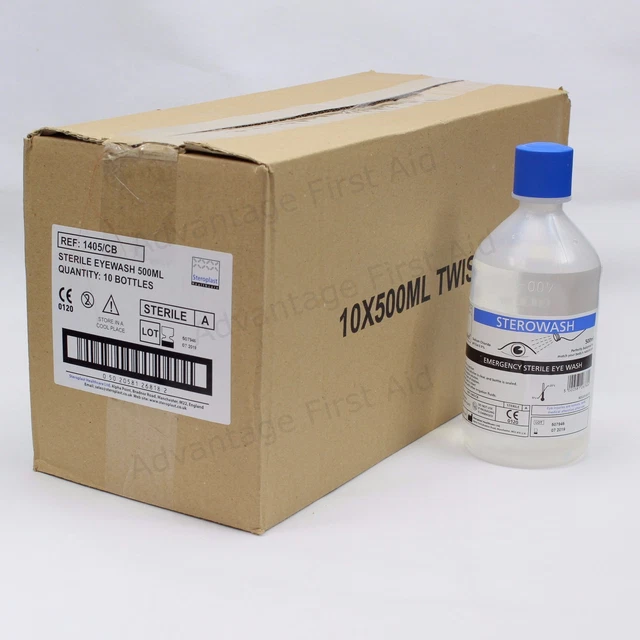 Bottiglia per lavaggio ferite oculari 500 ml. Soluzione salina sterile per irrigazione oculare quantità 10