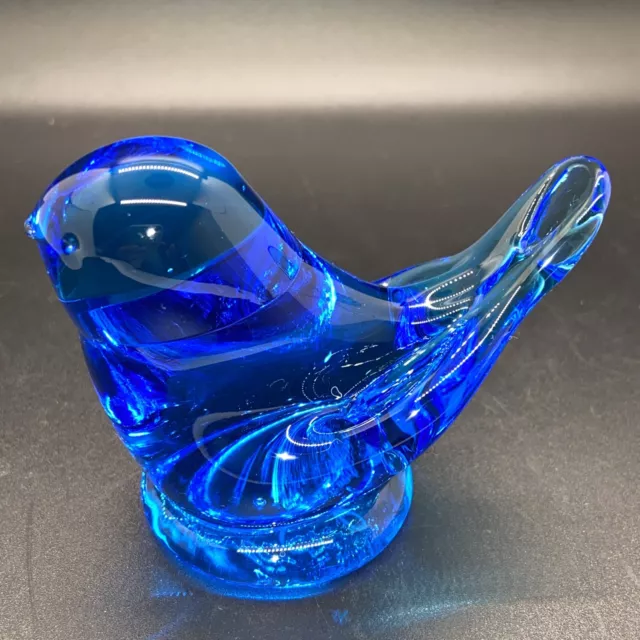 Vintage 1993 LEO WARD Bluebird of Happiness Art Glass Bird Figurine Signed