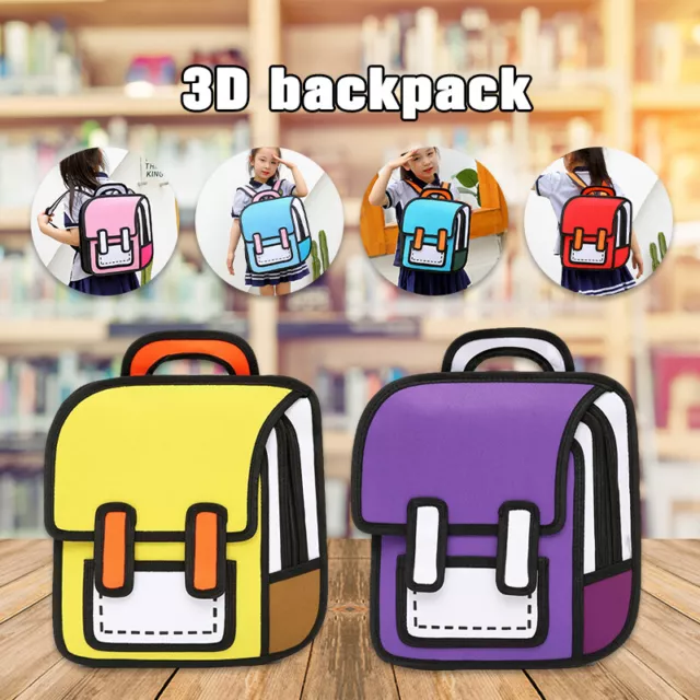 2D Design Backpack Girls Boys Student Backpack Oxford Schoolbag Fashion