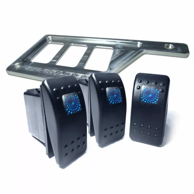 RAW Left Dash Switch Panel Plate for Polaris RZR - 3 Rocker Switches Included!