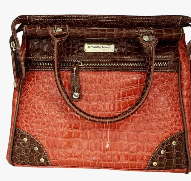 Samantha Brown Luggage Croco SMALL Dowel Travel Bag (Koi Orange) Carry on 2