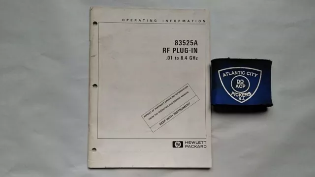 Hewlett Packard 83525A Rf Plug-In .01 To .84 Ghz Operating Information