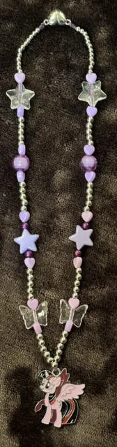 My Little Pony Twilight Sparkle Charm Beaded Necklace W/ Mag Heart Closure