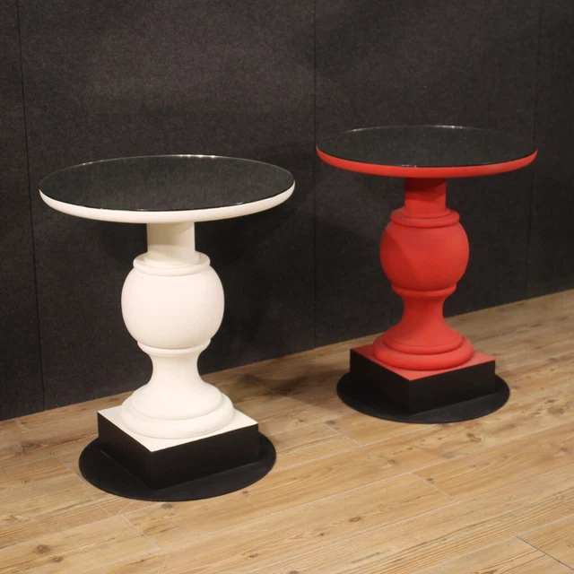 Par de mesas auxiliares diseno vintage modernas 70s siglo XX tapas espejo 900