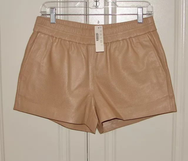 NWT J Crew Collection sz 4 dark sand beige perforated leather shorts A7891 $268