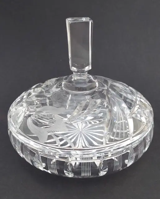 Bleikristall Schale mit Deckel  Bonboniere 16 cm Lausitzer Glas DDR Römer 822g 2