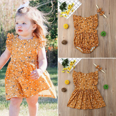Toddler Infant Kids Baby Girl Summer Floral Ruffle Dress Romper Outfits Clothes