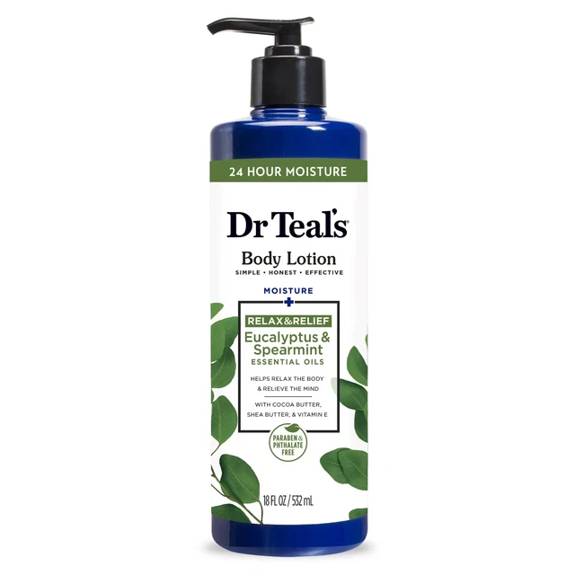 DR TEAL'S BODY Lotion, Rejuvenating Eucalyptus & Spearmint Essential