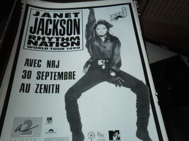 POSTER ADVERT  11" X 8 ( 28 x 20 CM )    JANET JACKSON  RHYTHM NATION TOUR 1990