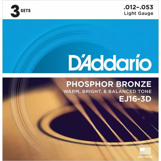 D'ADDARIO D'Addario EJ-16-3D Acoustic 3 Pack