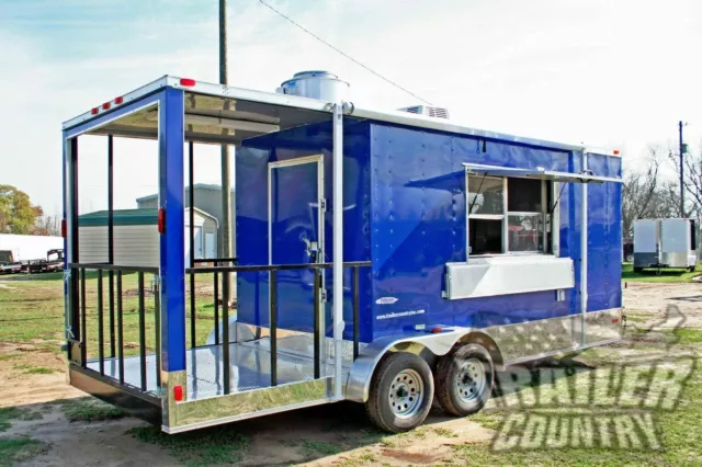 NEW 2024 7X20 Enclosed Mobile Kitchen Concession Food Vending BBQ Porch Trailer