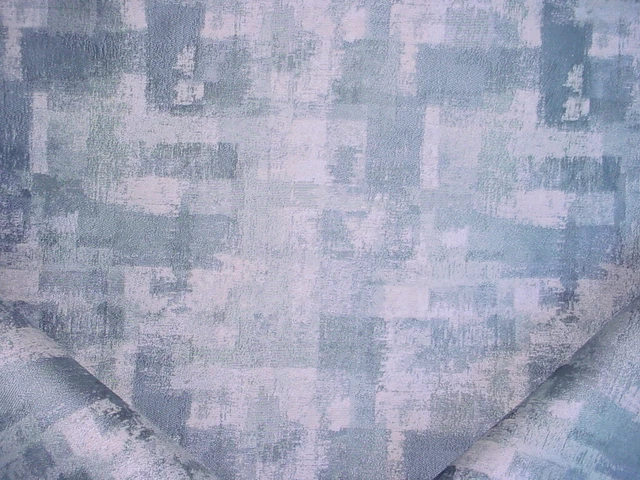 13-1/2Y Lee Jofa Silver Blue Jacquard Paint Splotch Drapery Upholstery Fabric