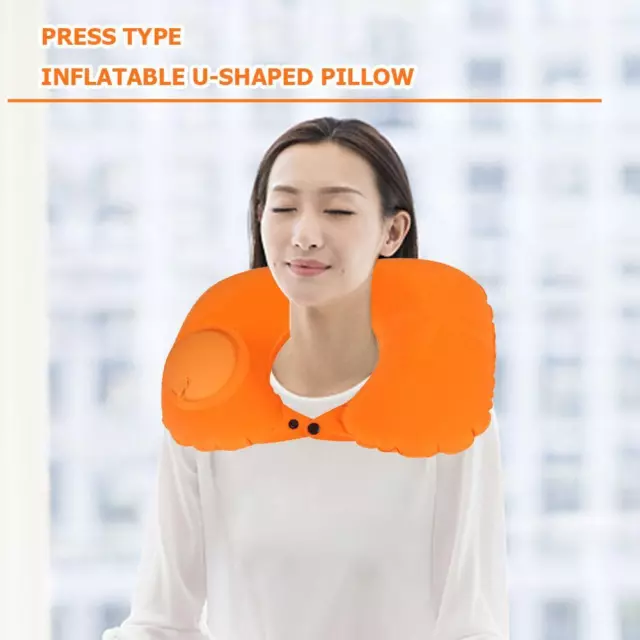 N/A U forma de viaje almohada prensa aire inflable avi?n cuello coj?n (naranja)