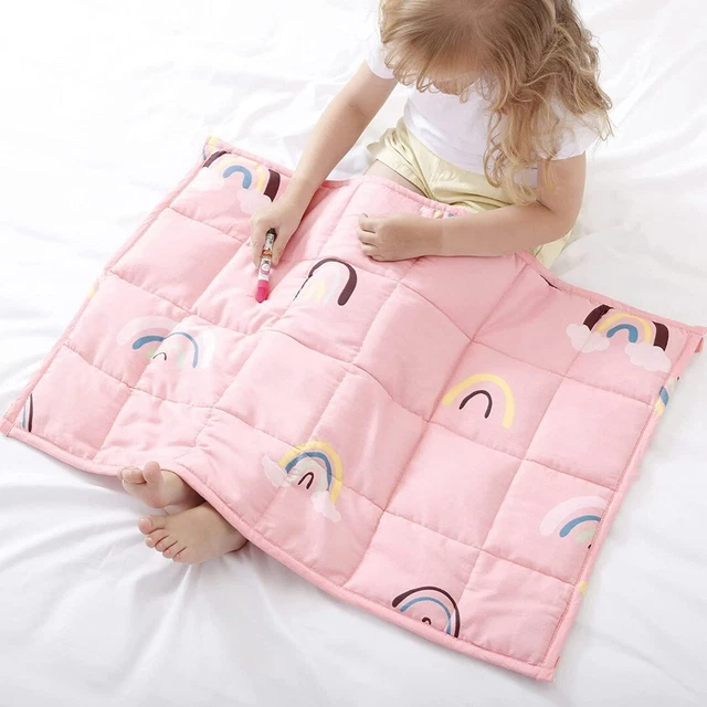 Manta pesada para niños 38x48" arco iris rosa antiansiedad autismo sueño