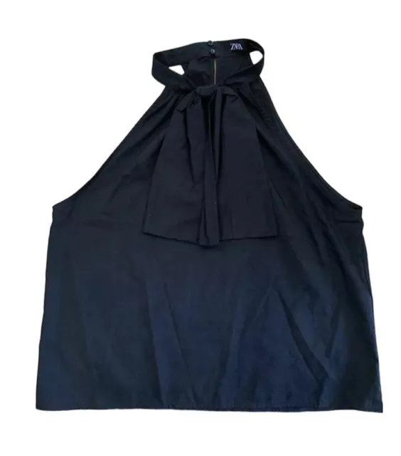 Zara Top Damen-Krawatte schwarz schlafflose Bluse Tunika Größe Large