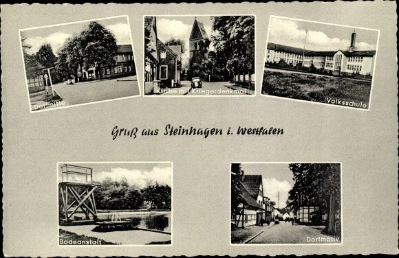 Ak Steinhagen in Westfalen, Dorfmitte, Kirche, Kriegerdenkmal,... - 3309502