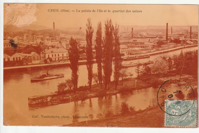 CREIL - Oise - CPA 60 - le Quartier des Usines - tugboat
