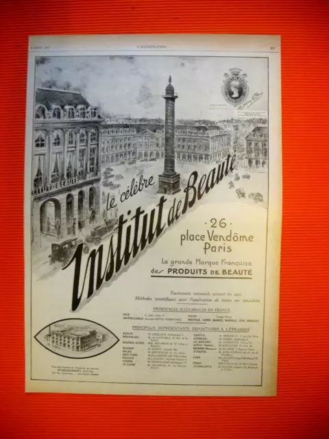 PUBLICITE DE PRESSE ETS KLYTIA INSTITUT DE BEAUTé 26 PLACE VENDOME AD 1927