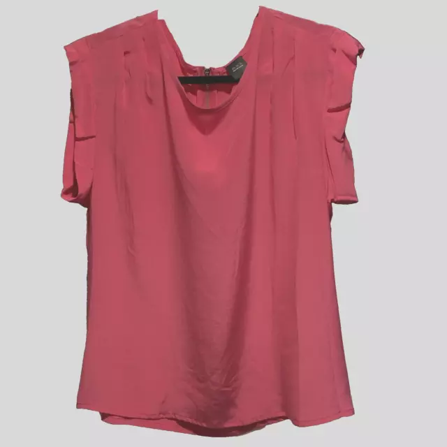 NWT $99 BLACK Saks Fifth Avenue Women’s 100% Silk Bright Pink Top Size 10