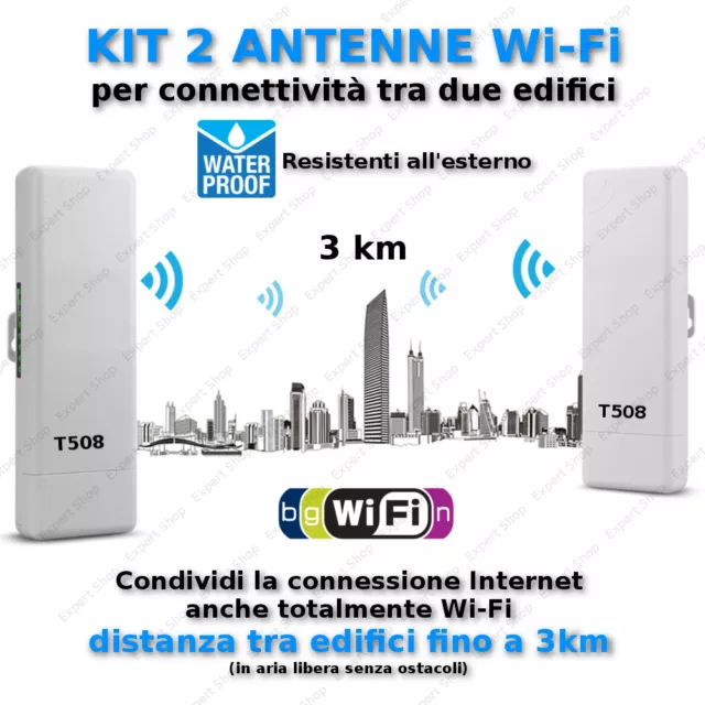 KIT 2 ANTENNA WiFi esterno alta potenza condivisione Internet fino a 3km  EUR 135,90 - PicClick FR