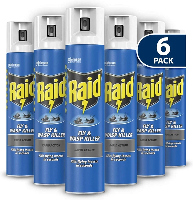 Raid Rapid Action Fly & Wasp Killer, Fly Killer Spray For Indoor Use, Pack of 6