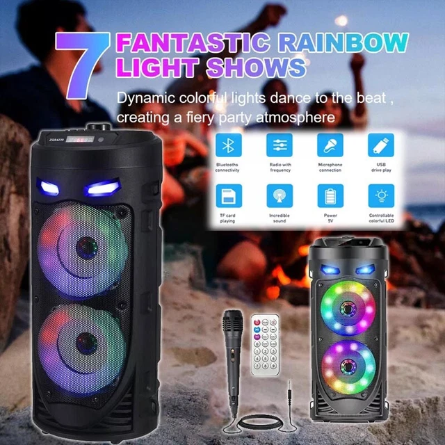 WIRELESS PORTABLE BLUETOOTH Speaker RGB Subwoofer Heavy Bass Sound ...